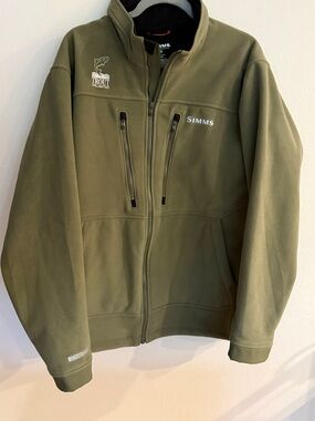 Simms XL Fishing Windstopper Olive Performance Softshell Jacket Chest pockets